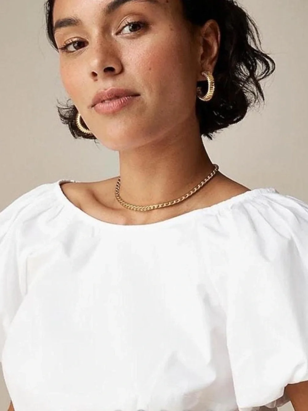 J.CREW ~ Fitted puff-sleeve top 100% cotton Size 2